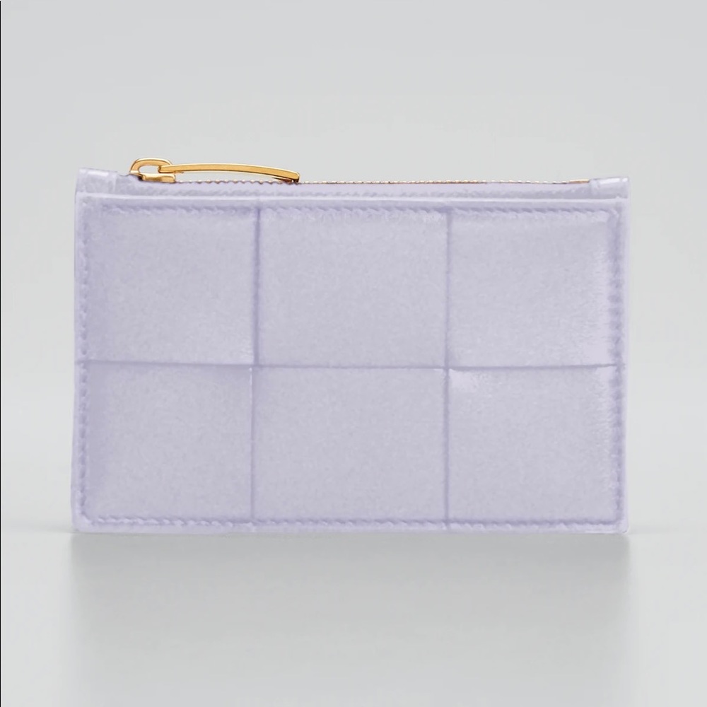 BOTTEGA VENETA Intrecciato Leather Zip Card Holder Mirth (purple)